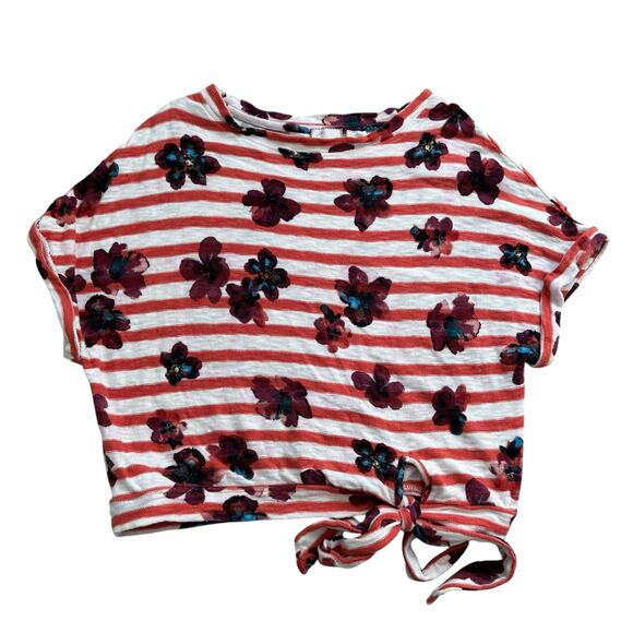 Postmark Anthropologie orange & white floral striped short sleeve top size XS - Picture 11 of 11